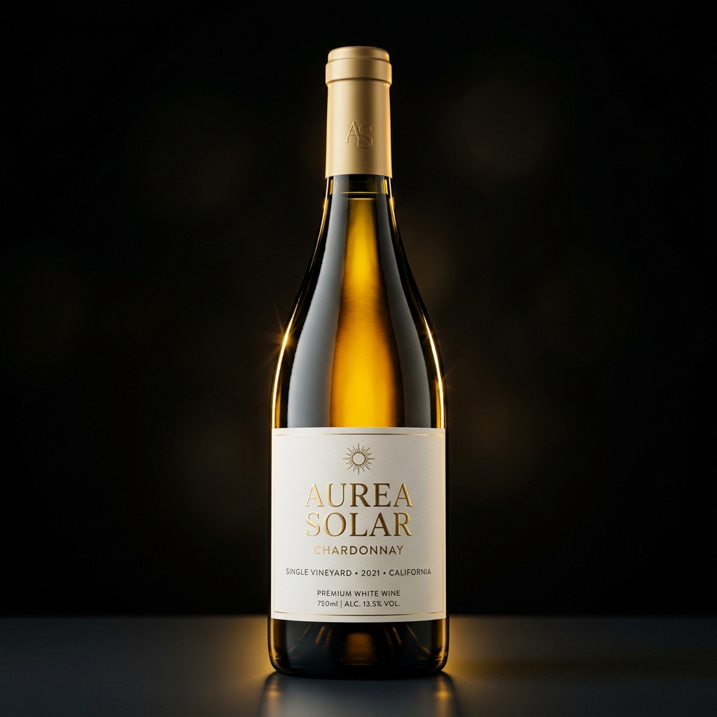 Botella de vino blanco Aurea Solar Chardonnay