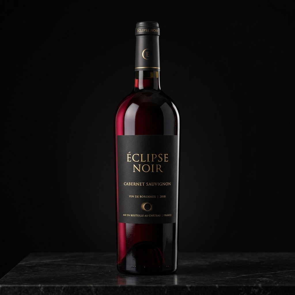 Botella insignia de vino tinto Éclipse Noir Cabernet Sauvignon